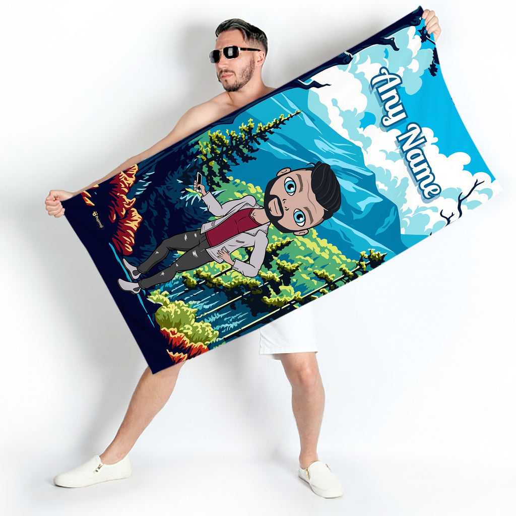 Mens Personalized Mountains Beach Towel - Image 2