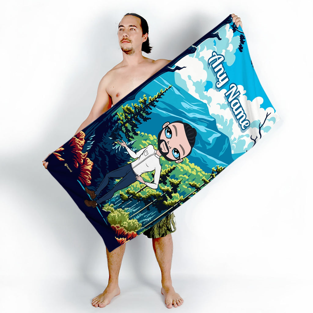 Mens Personalized Mountains Beach Towel - Image 3