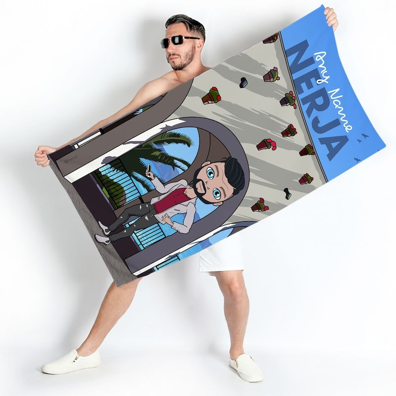 Mens Personalized Nerja Beach Towel - Image 2