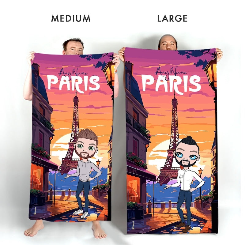 Mens Personalized Parisian Sunset Beach Towel - Image 4