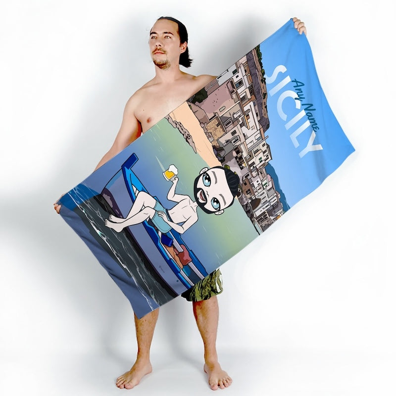 Mens Personalized Sicily Beach Towel - Image 2