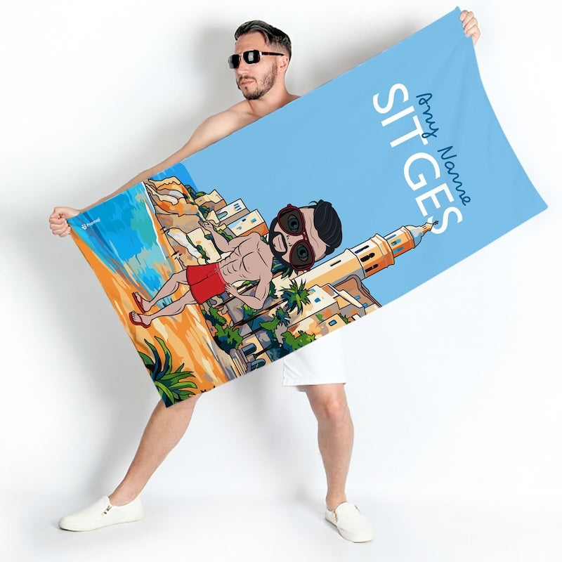 Mens Personalized Sitges Beach Towel - Image 2
