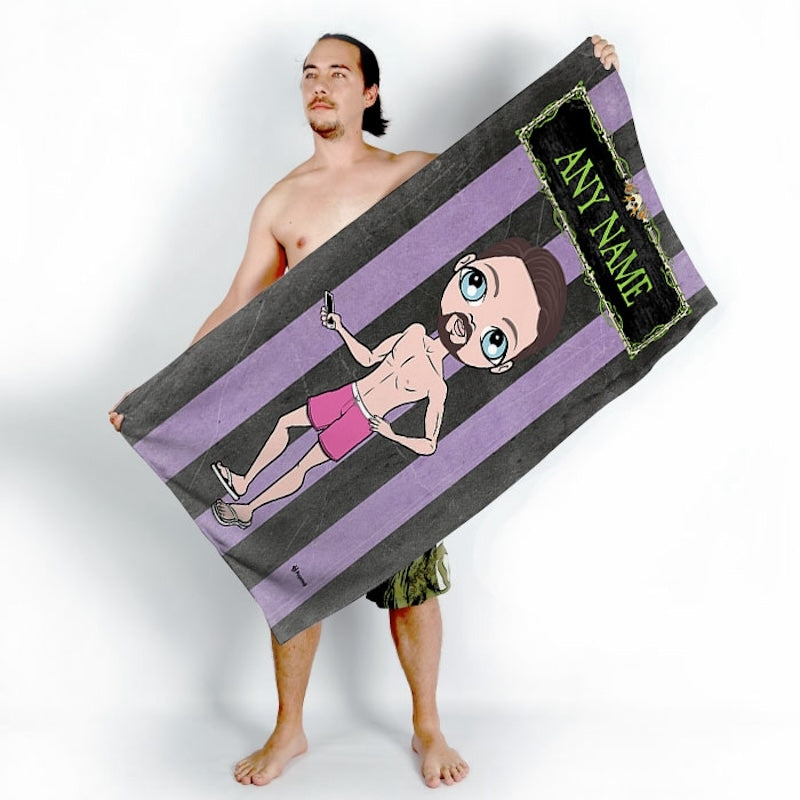 MrCB Creepy Purple Stripes Beach Towel - Image 2