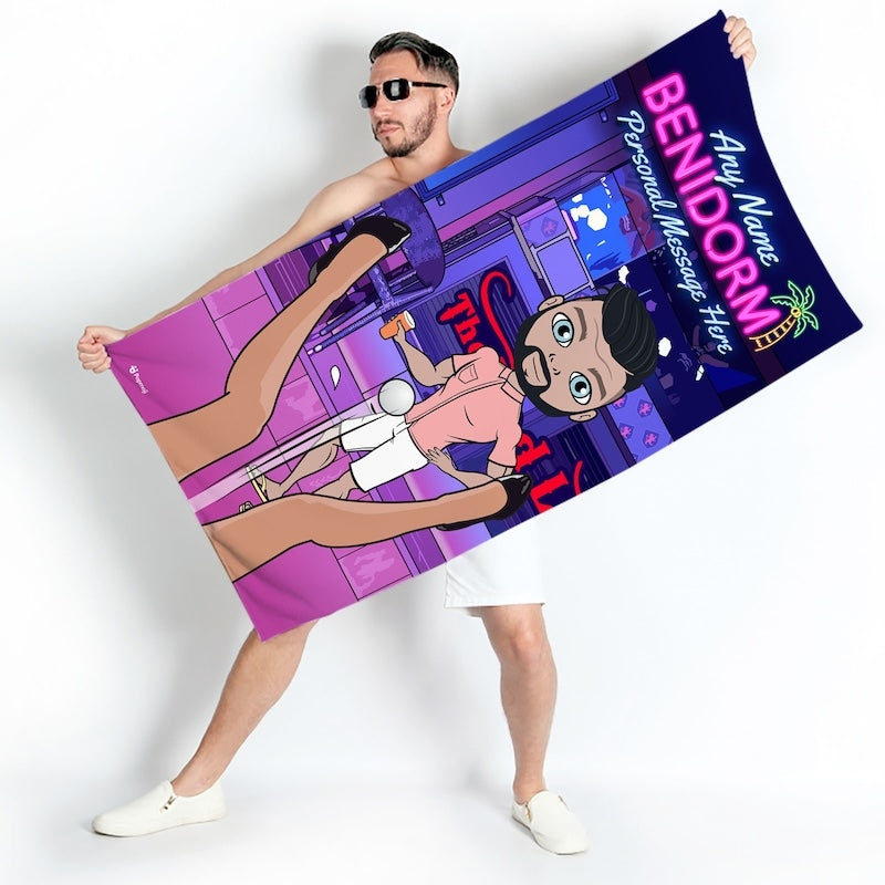 Mens Personalized Sticky Benidorm Beach Towel - Image 3