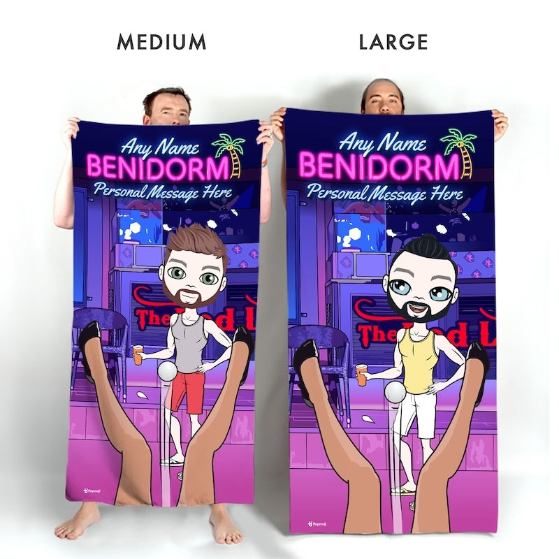 Mens Personalized Sticky Benidorm Beach Towel - Image 2