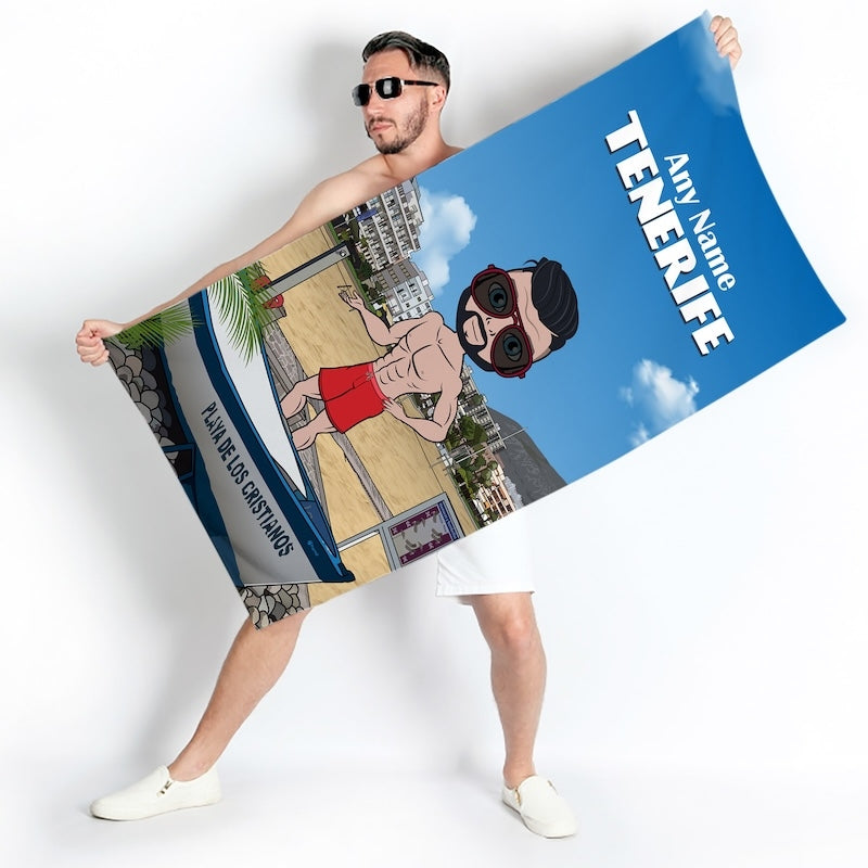 Mens Personalized Tenerife Beach Towel - Image 2