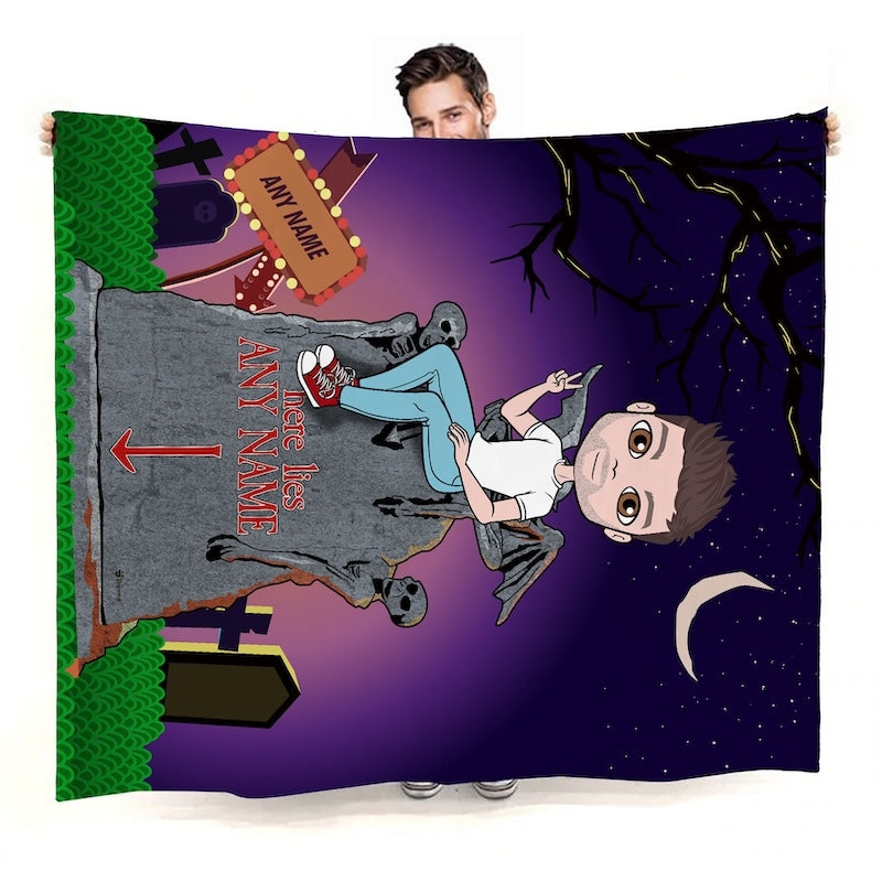 Mens Ghostly Grave Fleece Blanket - Image 3