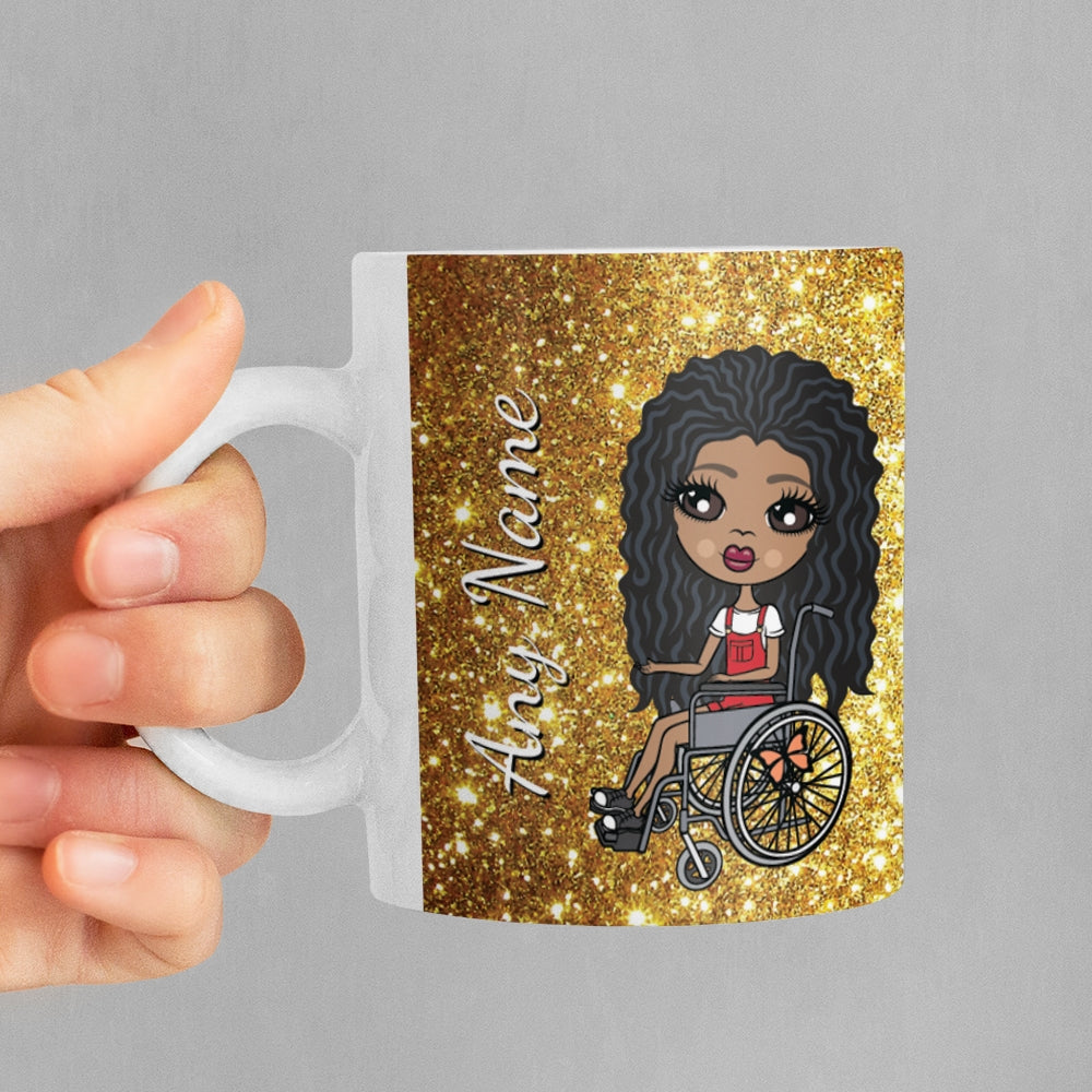 Girls Personalized Wheelchair Glitter Effect Mug